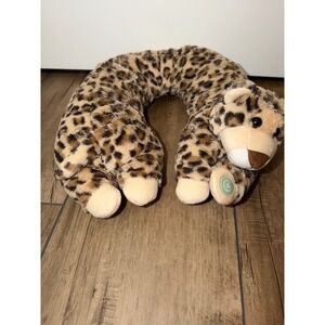 Leader Light Leopard Print Plush Travel Neck Pillow Animal Massaging Brown